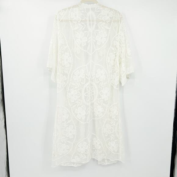 Womens Bundle Lot (2) Whimsigoth Sheer Floral Lace Kimono Swim Beach Cover Up - Picture 15 of 15